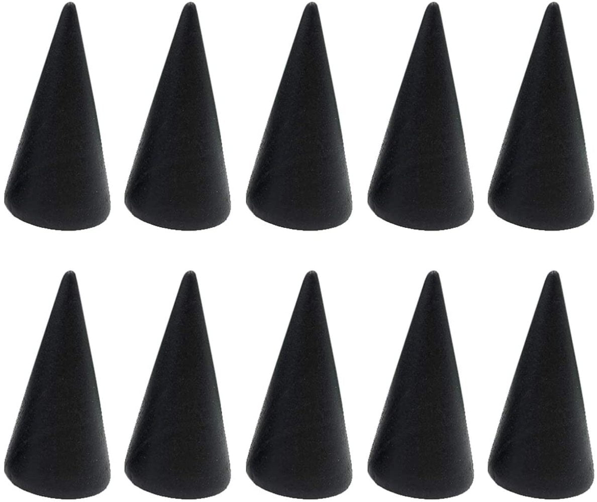 10x Jewelry Finger Ring Display Holder Stand Wood Cone Rack Show Case Organizer 