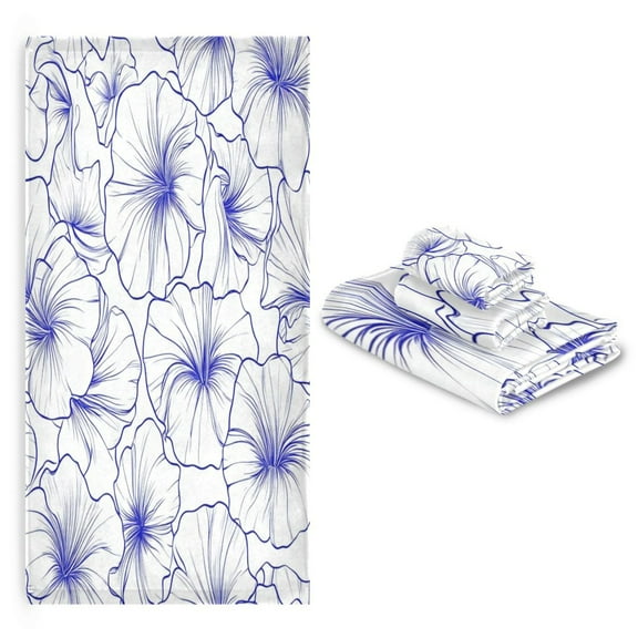 3 Pack Towel Set with Bath Towels, Hand Towels & Washcloths for Everyday Use Blue Petunias