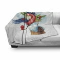 thumbnail image 3 of Rowan Soft Flannel Fleece Throw Blanket, Merry Christmas Composition with Bullfinch Holly Pine Cone Bird House in Winter, Cozy Plush for Indoor and Outdoor Use, 70" x 90", Multicolor, by Ambesonne, 3 of 6