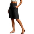 thumbnail image 5 of Bermuda Shorts for Women with Pockets Knee Length Elastic Waisted Long Shorts Casual Workout Side Tie Shorts with Pockets Dark Gray 2XL, 5 of 7
