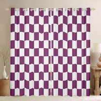 Castle Fairy Teens Geometric Plaid Black Out Curtains,Minimalist Grid Curtains Pack of 2 (42x63 Each),Vintage Aesthetic Bedroom Curtains,Ultra Soft Home Decor