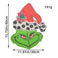 thumbnail image 2 of Decoración de puerta de Navidad: patrón de lunares, colgador de puerta con cabeza de Grinch, letrero de puerta de madera, corona de Grinch, 2 of 3