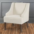 thumbnail image 3 of Fabric Upholstered Wooden Accent Chair with Swooping Armrests, Cream and Brown, 3 of 3