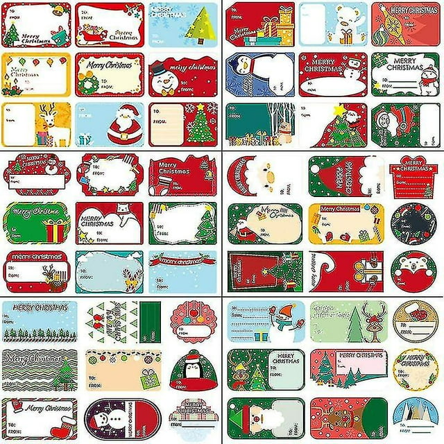Etiqueta de regalo de Navidad JanHm 12 hojas 108 piezas autoadhesivas