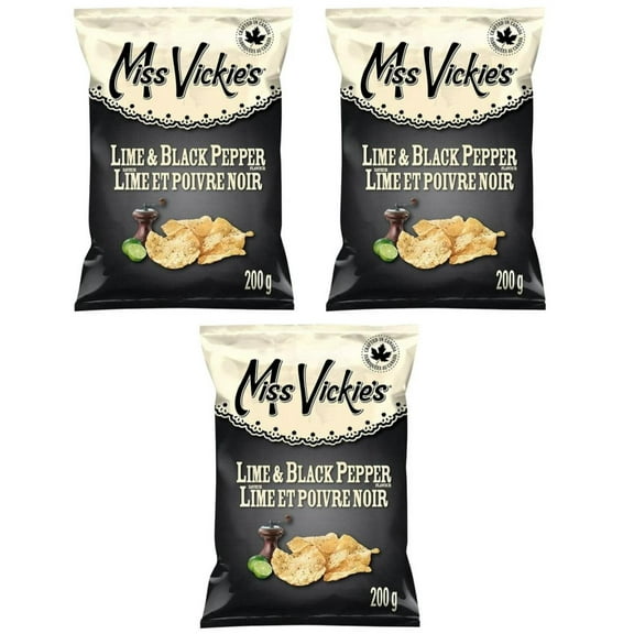 Miss Vickie's Lime & Black Pepper Kettle Cooked Potato Chips, 200g (3 Pack)