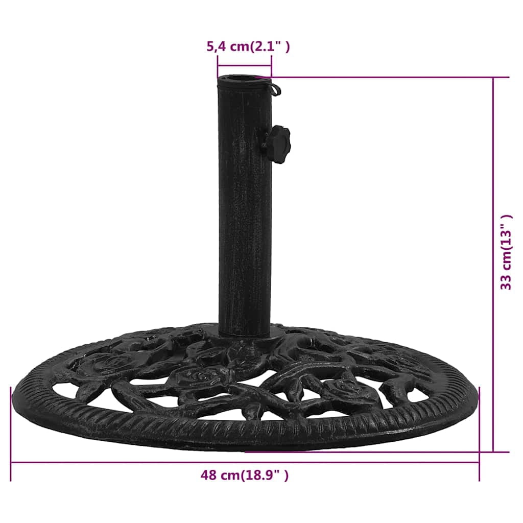vidaXL 26.8 lb Black Round Cast Iron Patio Umbrella Bases, Adjustable Height