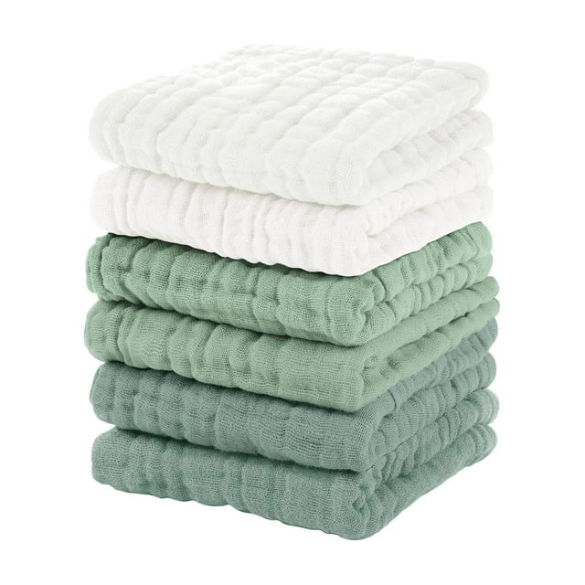 C Pure Cotton Towel Set Six Pieces Multicolor Border Design Absorbent Dry Face Towel Washcloth For Bathroom Kitchen Personal Use Soft Material Practical And Durable