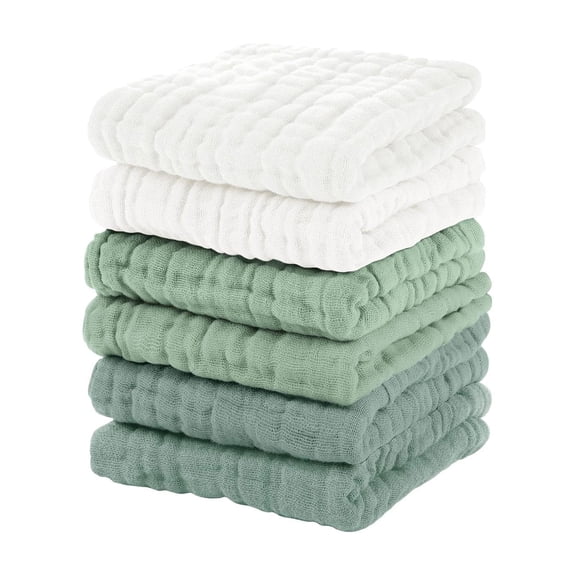 Extra Absorbent and Soft Wash cloths 6 Pack,100% Cotton Wash Cloths, Large 12''X12'' Burp Cloths Easy Clean And Durable for Boys,Girls,Kitchen- Multicolor