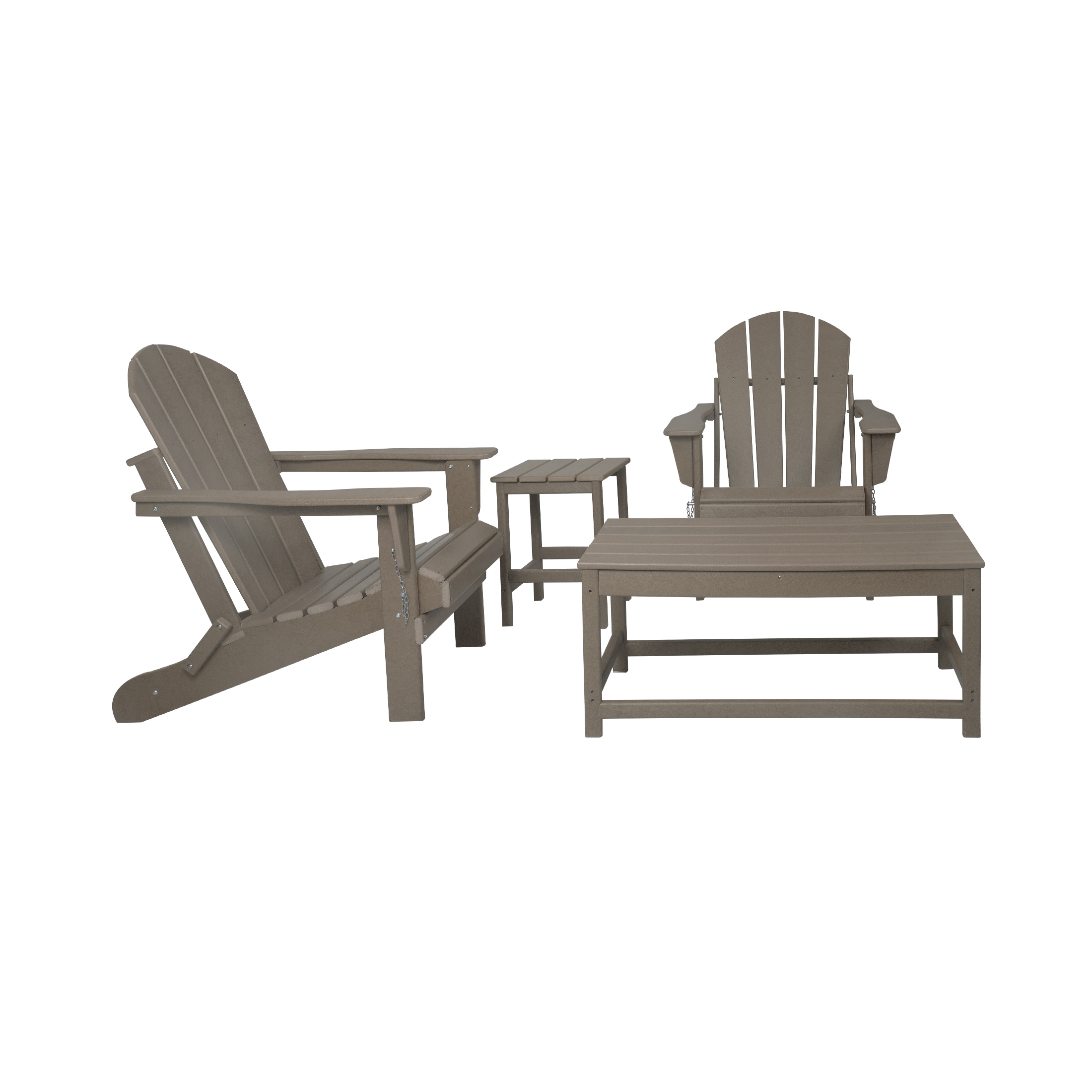 4-Piece Outdoor Paio Adirondack Conversation Seating Set, Weathered Wood