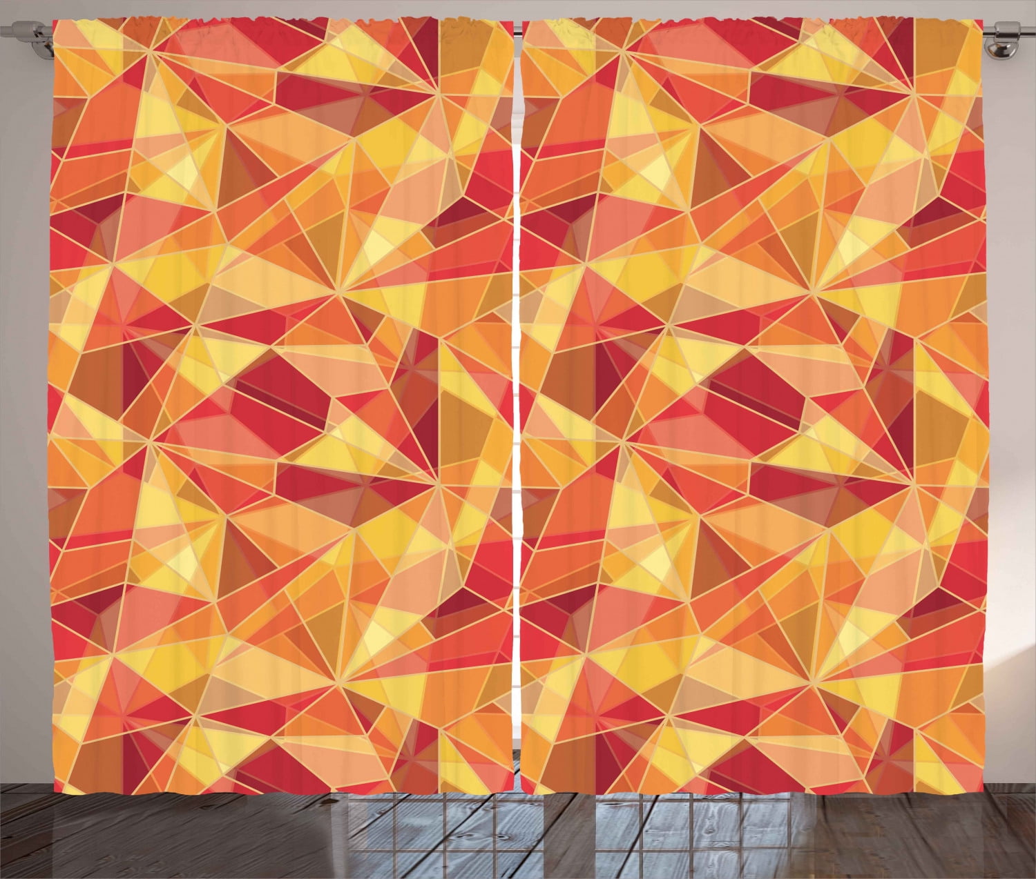 Abstract Curtains 2 Panels Set Mosaic Pattern With Fractal