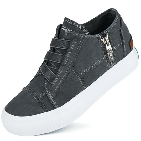 

JENN ARDOR Women Platform Sneakers Hidden Wedge Canvas Shoes Fashion Walking Slip On Sneaker Non Slip with Zipper
