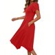 thumbnail image 4 of Mujeres Manga Corta Tops Estilo Casual Cuello Redondo Sólido Irregular Doblado Vestido, Vestido de Manga Corta para las Mujeres Falda Primavera Verano Diario, 4 of 8