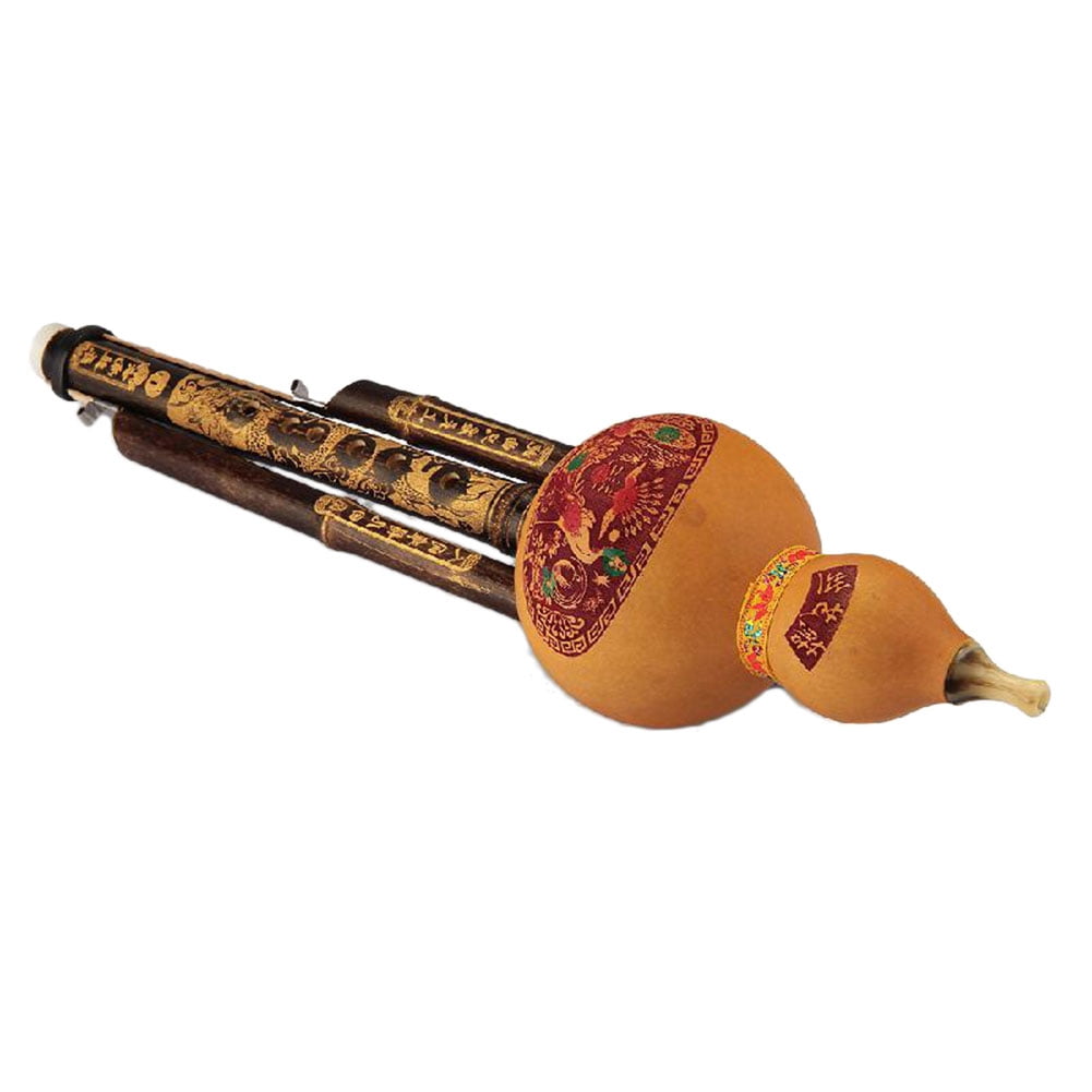 RONSHIN Chinese Handmade Hulusi Metal Gourd Cucurbit Flute Ethnic Musical Instrument for Beginner Music Lovers bB Key