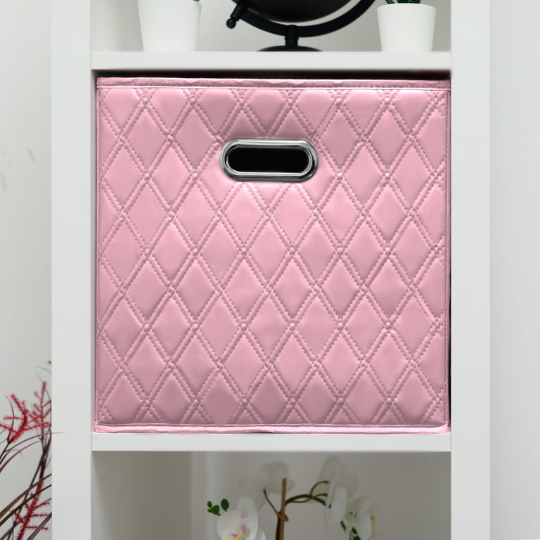 FH Group Jiaessentials 13 inch Leather Closet Organizers, 2pc Pink Storage Cube Bins with Air Freshener, Size: Large
