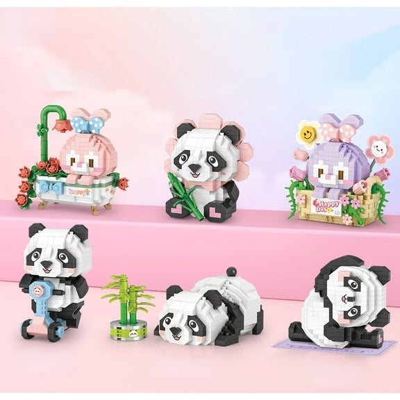6pcs/set LOZ mini Blocks Kids Building Toys DIY Bricks Cute Pet Panda Rabbit  Display Model Puzzle Girls Gift Home Decor 8801 8802 8803 8804 8805 8806