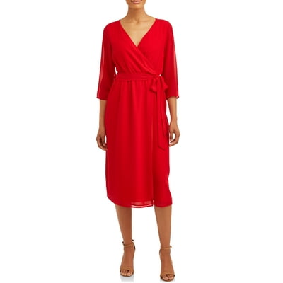 knee length dresses for ladies Sadie Embroidered Wrap Dress Vanilla / S
