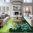 thumbnail image 3 of Funny Dinosaur Area Rugs 5'x8', Washable Small Throw Rugs for Classroom Bedroom, Playing Guitar Palm Tropical Green Silhouette Indoor Outdoor Rug Non-Slip Low Pile Carpet Runner Reversible Floor Mats, 3 of 8