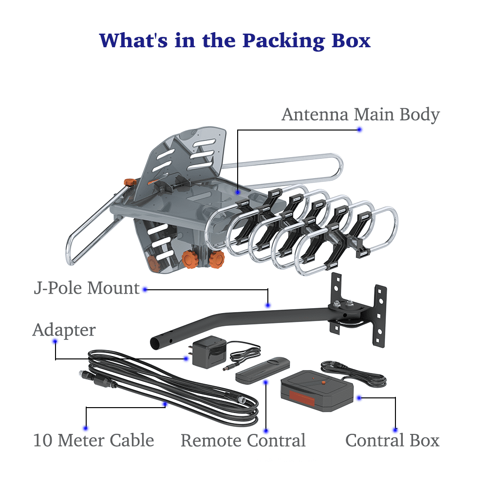 Ktaxon 150MILE OUTDOOR TV ANTENNA MOTORIZED AMPLIFIED HDTV GAIN 36dB UHF VHF + Stand