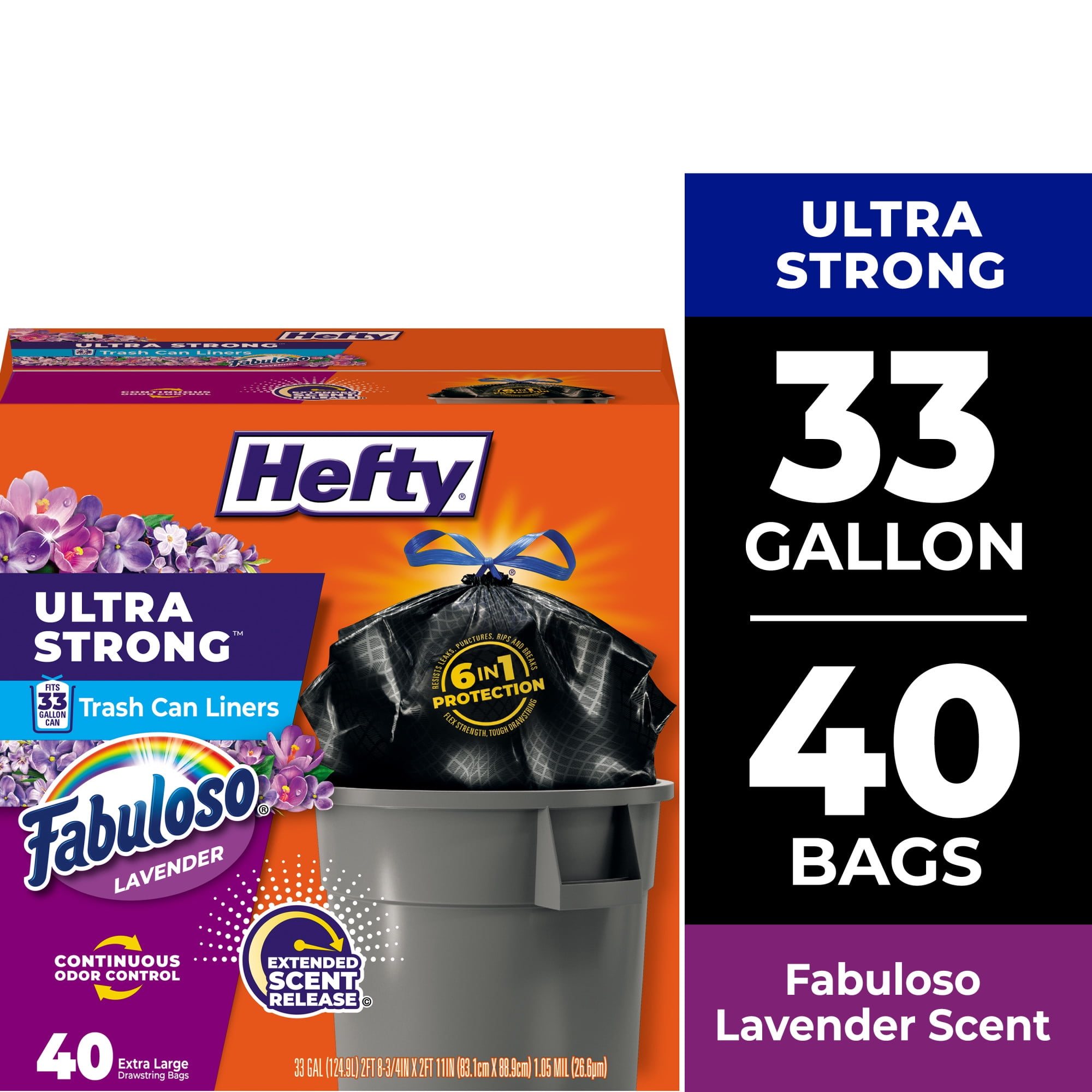 Hefty Ultra Strong 30 Gallon Trash Bags, Black Large Trash Bags