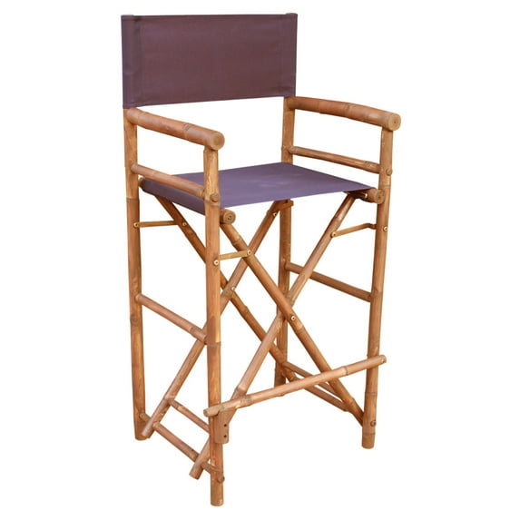 Bamboo 29-in. Bar Height Directors Chair with Solid Cover - Set of 2