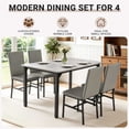 thumbnail image 2 of 5 Piece Dining Set, Modern Dining Table and Chairs Set for 4, Counter Height Bar Table Set, Modern Pub Table with 4 Velvet Fabric Cushioned Stools, Faux Marble Dining Table & Stools Set, D9297, 2 of 8