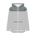thumbnail image 5 of Weiqiqre Jacket for Women Striped Drawstring Full Zip Jacket Hooded Drop Shoulder Jackets, 5 of 7