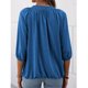 thumbnail image 4 of Blusa de mujer con cuello redondo, Color puro, manga tres cuartos, camiseta holgada para mujer para primavera, verano y otoño, 4 of 6