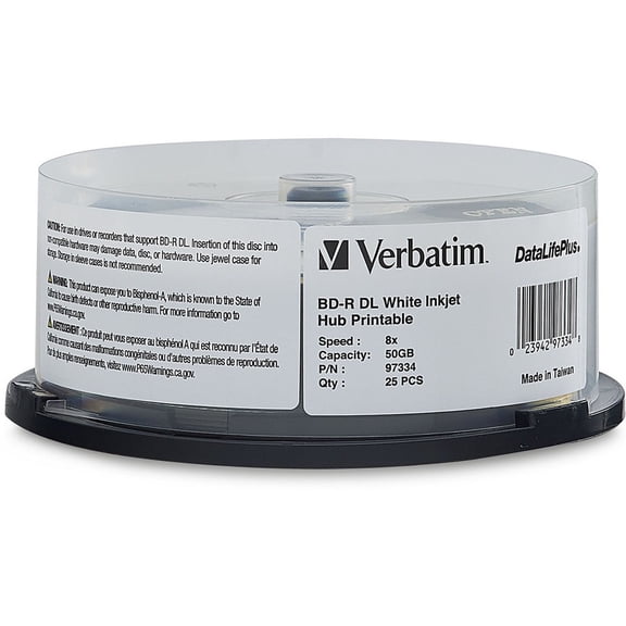 Verbatim BD-R DL 50GB 6X DataLifePlus White Inkjet Hub Printable