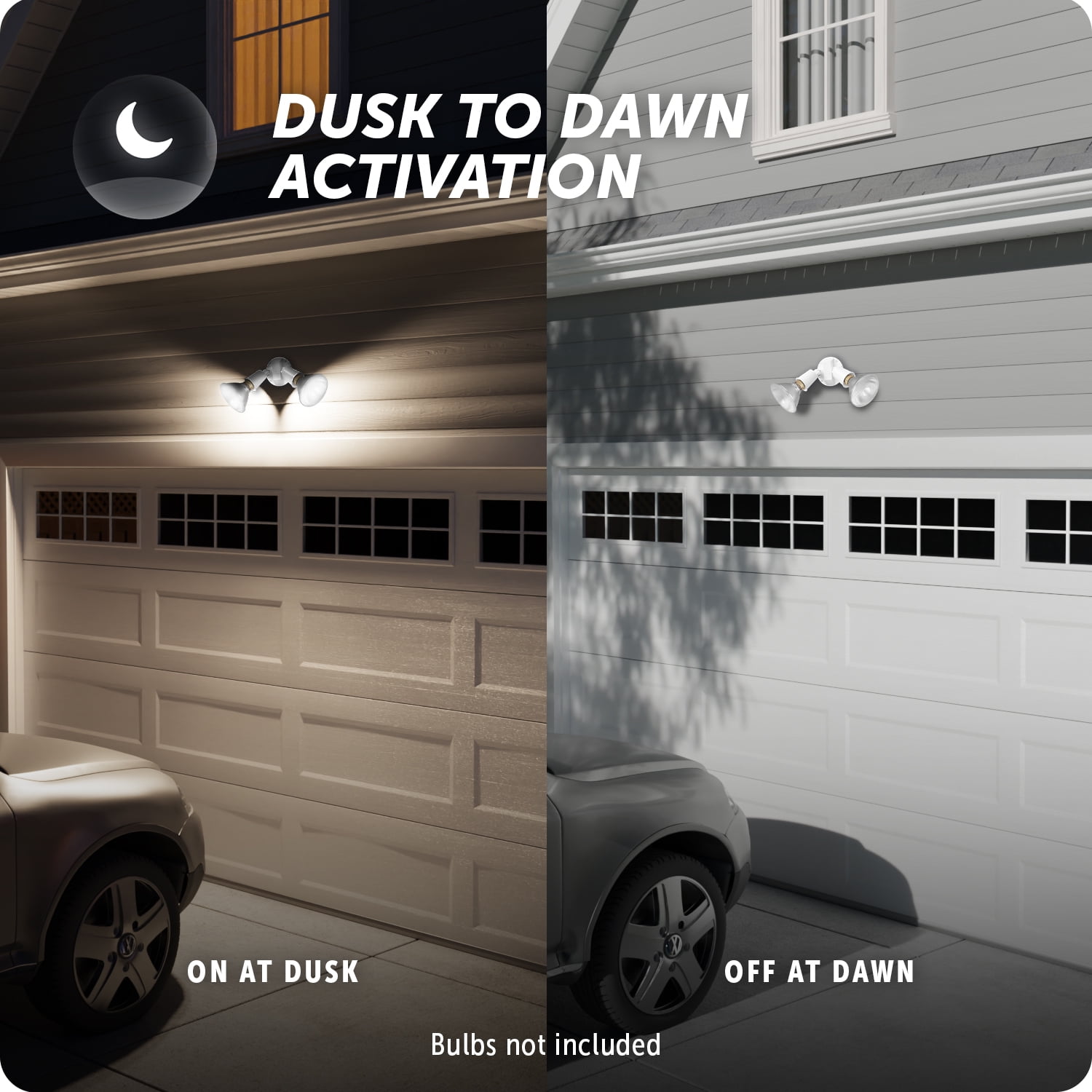 Globe Electric 240 W White Dusk to Dawn Security Flood Light, Bulbs Sold Separately