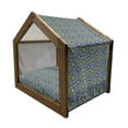 thumbnail image 2 of Orient Pet House, Ornate Mosaic Oriental Eastern Patterns with Damask Art, Outdoor & Indoor Portable Dog Kennel with Pillow and Cover, 5 Sizes, Yellow Green Teal, by Ambesonne, 2 of 5
