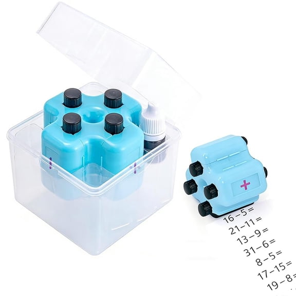 4-in-1 Math Roller Stamp for Kids, Addition Subtraction Multiplication Division Learning Tool, Adjustable Practice Stamp with Ink for Classroom Homeschool
