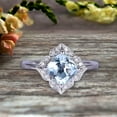 thumbnail image 2 of Cushion Cut 1.25 Carat Vintage Floral Aquamarine Engagement Ring On 10K White Gold Anniversary Gift Personalized For Brides, 2 of 5