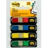 Post-it® Flags, Assorted Primary Colors, .47 in. Wide, 35/Dispenser, 4 Dispensers/Pack