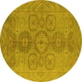 thumbnail image 1 of Ahgly Company Machine Washable Indoor Round Oriental Yellow Traditional Area Rugs, 7' Round, 1 of 4