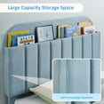 thumbnail image 6 of GAOMON Twin XL Size Bed Frame with Bookcase Headboard, Velvet Upholstered Platform Bed Frame, Wooden Slat Support Mattress Foundation, Easy Assembly, Noise Free, No Box Spring Needed,Blue, 6 of 7