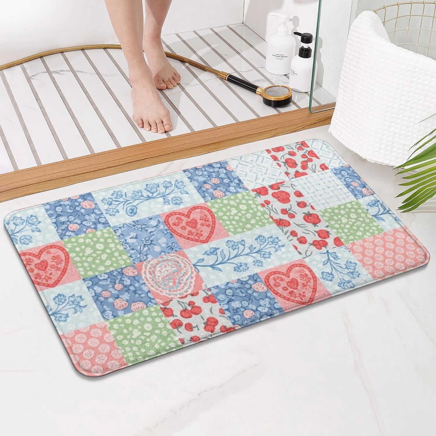 Pioneer Flower Floral Print Pattern Bathroom Rugs Mat, Non Slip Microfiber Bathroom Rug with Rubber Backing, Soft Mats for Bathroom Floor Tub Shower, 17"x30"