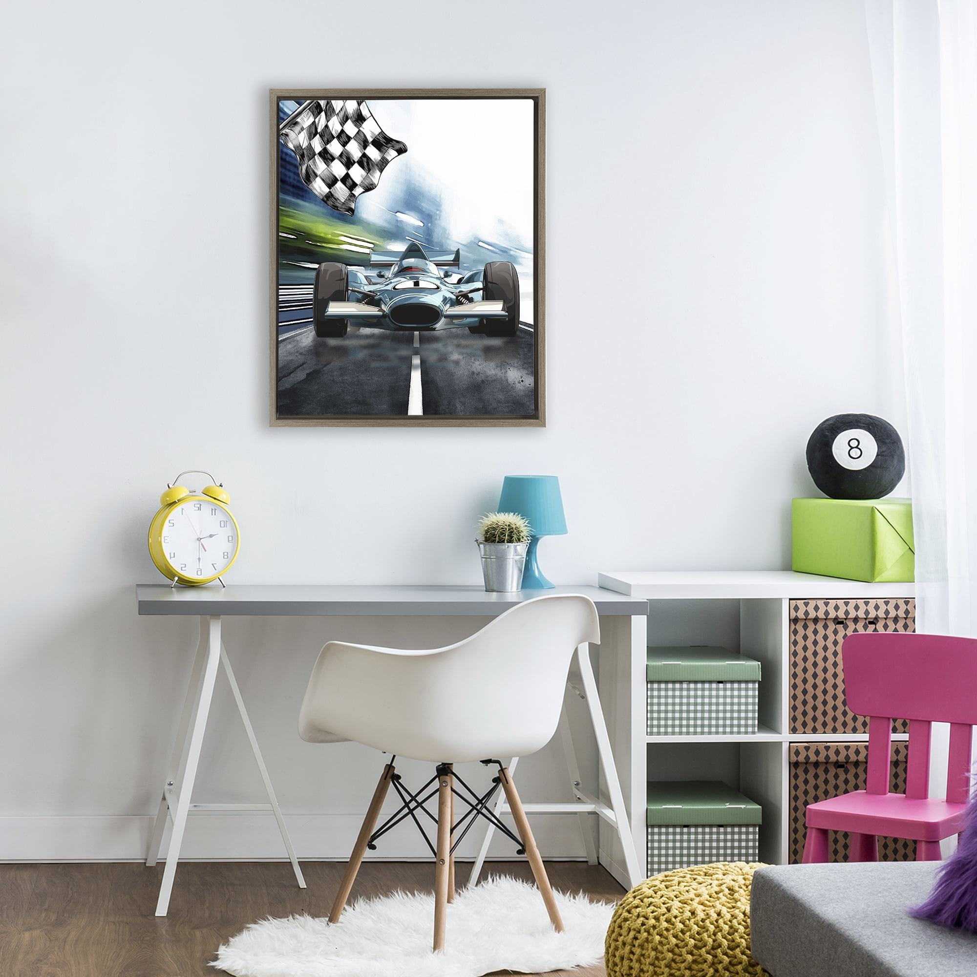 Stupell Industries Racecar Set Go Brown Framed Floater Canvas Wall Art, design by Christine Simpson Art
