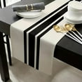 thumbnail image 2 of 1pc Geometric Stripe Linen Table Runner, Modern Simple Black AndWhite Plaid Classic Vintage Table Cloth, Home Decoration, 2 of 8