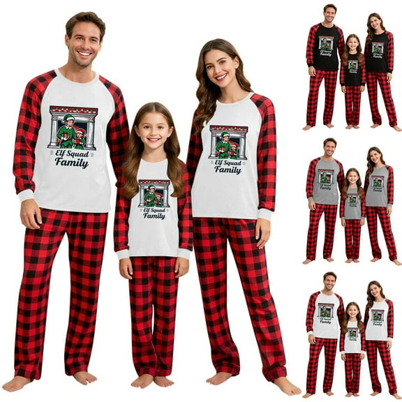 breaise Family Christmas Pajamas Matching Sets Xmas Holiday Pjs Plaid Sleepwear Outfits for Women Men Adults Couples Loungewear Set