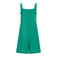 thumbnail image 4 of Htigea Clearance Womens Summer Casual Sleeveless Romper Loose Spaghetti Strap Overalls Shorts Jumpsuit with Pockets 2025 Clothes Green,2XL, 4 of 5
