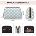 thumbnail image 5 of Easygdp Daisy Plaid Blue Leather Makeup Bag Zipper Pouch Travel Cosmetic Organizer for Women and Girls, Make up Bag with Zipper, 5 of 8