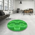 thumbnail image 4 of Ahgly Company Machine Washable Indoor Round Transitional Lime Green Area Rugs, 5' Round, 4 of 7