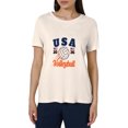 thumbnail image 4 of Volleyball 2026  Women Shirt USA Volleyball Match Season Jersey Game Day T-Shirt Funny Graphic Short Sleeve Shirt Apricot M, 4 of 6