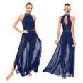 thumbnail image 3 of Vestido largo de malla con abertura lateral y diamantes de imitación brillantes para mujer, traje de baile lírico de Ballet, gimnasia, vestido de patinaje artístico artístico, 3 of 5