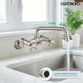 thumbnail image 4 of Wall Mount Kitchen Faucet Brushed Nickel Double Cross Handle Commercial 3 Inch to 9 Inch Adjustable Spread Mixer Tap with 9 inch Spout Reach, 4 of 15