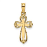 KAZI LUXURY 10K Polished and Cut-Out Engraved Cross Charm