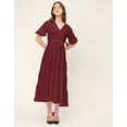 thumbnail image 2 of Moomaya Short Sleeve V Neck Solid Rayon Dress - Women's Casual Tiered Dress, 2 of 9