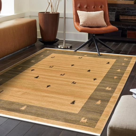 Unique Loom Fars Collection Area Rug - Emory (5' 1" x 8' Rectangle Tan/Beige)