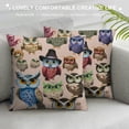 thumbnail image 3 of Orinice Owls Hats Glasses Graphic Decorative Cushion Throw Pillow Cover for Home Couch Living Room Bed Sofa, Short Plush Soft and Durable 1PC 18x18in, 3 of 5