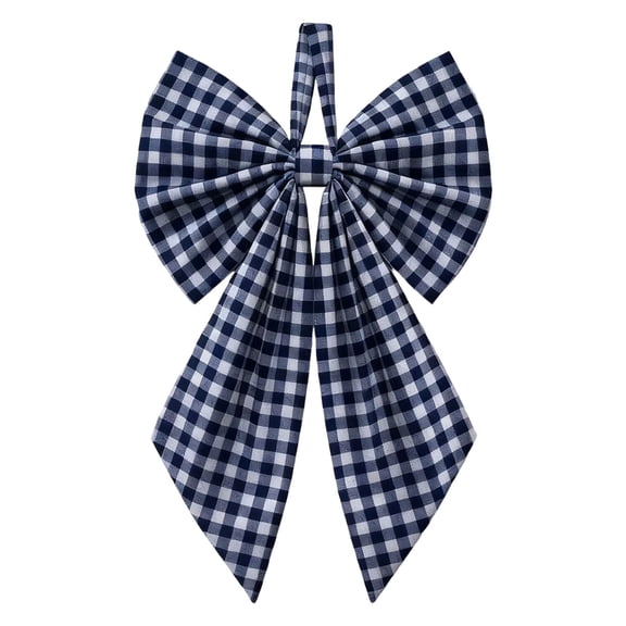 Christmas Tree Top Decoration, Large Bow for Birthday Christmas Room Wedding, Navy Plaid Bow 32x18cm